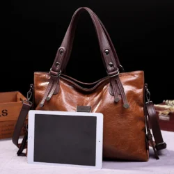 2023 New Fashion Casual Tote Bag Women Handbags Soft Leather Shoulder Bags Vintage Big Capacity Crossbody Hand Bag For Ladies - Image 3