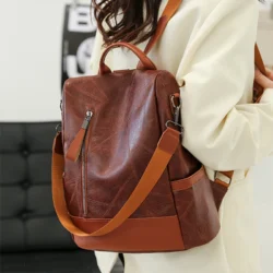 2023 New Hot Women’s Backpack Designer High Quality Soft Leather Simple Fashion Backpack Large Capacity Antitheft Shoulder Bags - Image 5
