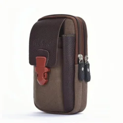 Casual Male Zipper Men Waist Bags Small Solid Color Card Holder 4 Inch Phone Packs Belt Fanny Purse 2023 New