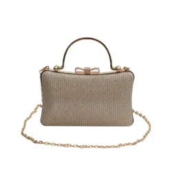 Chic Glitter Sequins Diamond Clutch Handbag Women Metal Top Handle PU Leather Square Rhinestone Messenger Purse Chain Bag Box - Image 5