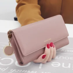 Fashion Women Wallets Brand Letter Long Tri-fold Wallet Purse Fresh Leather Female Clutch Card Holder Cartera Mujer - Image 4