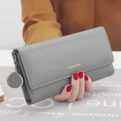 Fashion Women Wallets Brand Letter Long Tri-fold Wallet Purse Fresh Leather Female Clutch Card Holder Cartera Mujer - Image 5