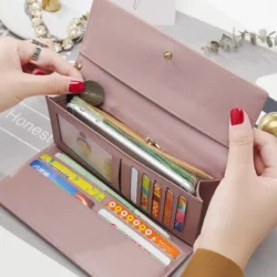 Fashion Women Wallets Brand Letter Long Tri-fold Wallet Purse Fresh Leather Female Clutch Card Holder Cartera Mujer - Image 6