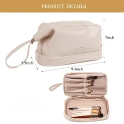 Large Capacity Portable Makeup Bag Simple Design Travel Double Layer Handbag Storage Bag Waterproof Wear Resistant Urban Style - Image 7