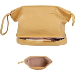 Large Capacity Portable Makeup Bag Simple Design Travel Double Layer Handbag Storage Bag Waterproof Wear Resistant Urban Style - Image 3