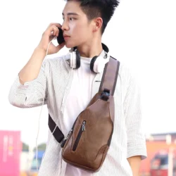 Men's Crossbody Bags Men's USB Chest Bag Designer Messenger bag Leather Shoulder Bags Diagonal Package 2023 New Back Pack Travel - Image 3