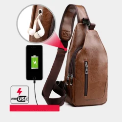 Men's Crossbody Bags Men's USB Chest Bag Designer Messenger bag Leather Shoulder Bags Diagonal Package 2023 New Back Pack Travel - Image 4