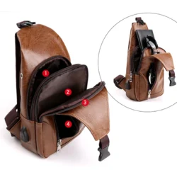 Men's Crossbody Bags Men's USB Chest Bag Designer Messenger bag Leather Shoulder Bags Diagonal Package 2023 New Back Pack Travel - Image 5