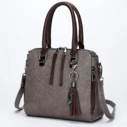 PU Women's Bag Four Piece Set Tassel Vintage Double Zipper Handheld One Shoulder Crossbody Bag
