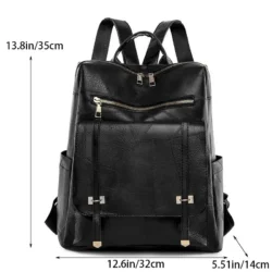 Vintage Women's Bag Large Capacity Leather Daily Commute Travel Women's Backpack Shopping - Image 2