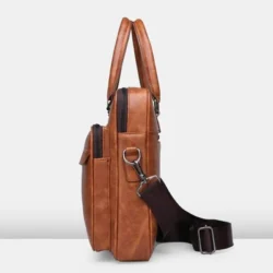 PU Leather Shoulder Bag Large Capacity Portable Casual and Waterproof Crossbody Document Bag for Men - Image 3