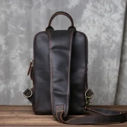 Personalized Retro Crazy Horse Leather Chest Bag for Men's Head Layer Cowhide Fashion Multi functional Casual One Shoulder Bag - Image 2